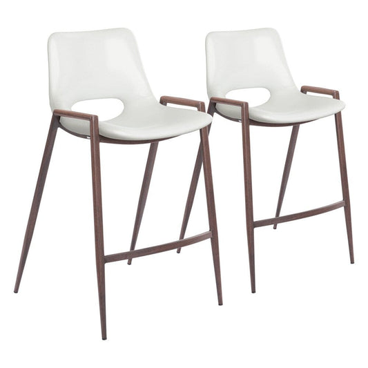 Zuo Modern - Desi Counter Stool (Set of 2) White & Walnut - 109069 veiw 1