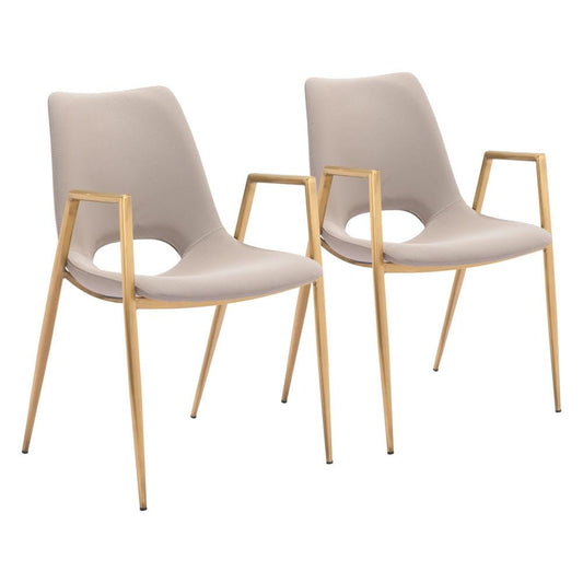 Zuo Modern - Desi Dining Chair (Set of 2) Beige & Gold - 109731 veiw 1