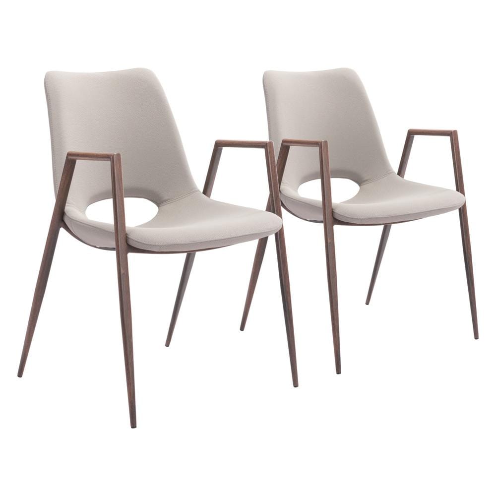 Zuo Modern - Desi Dining Chair (Set of 2) Beige & Walnut - 101696 veiw 1