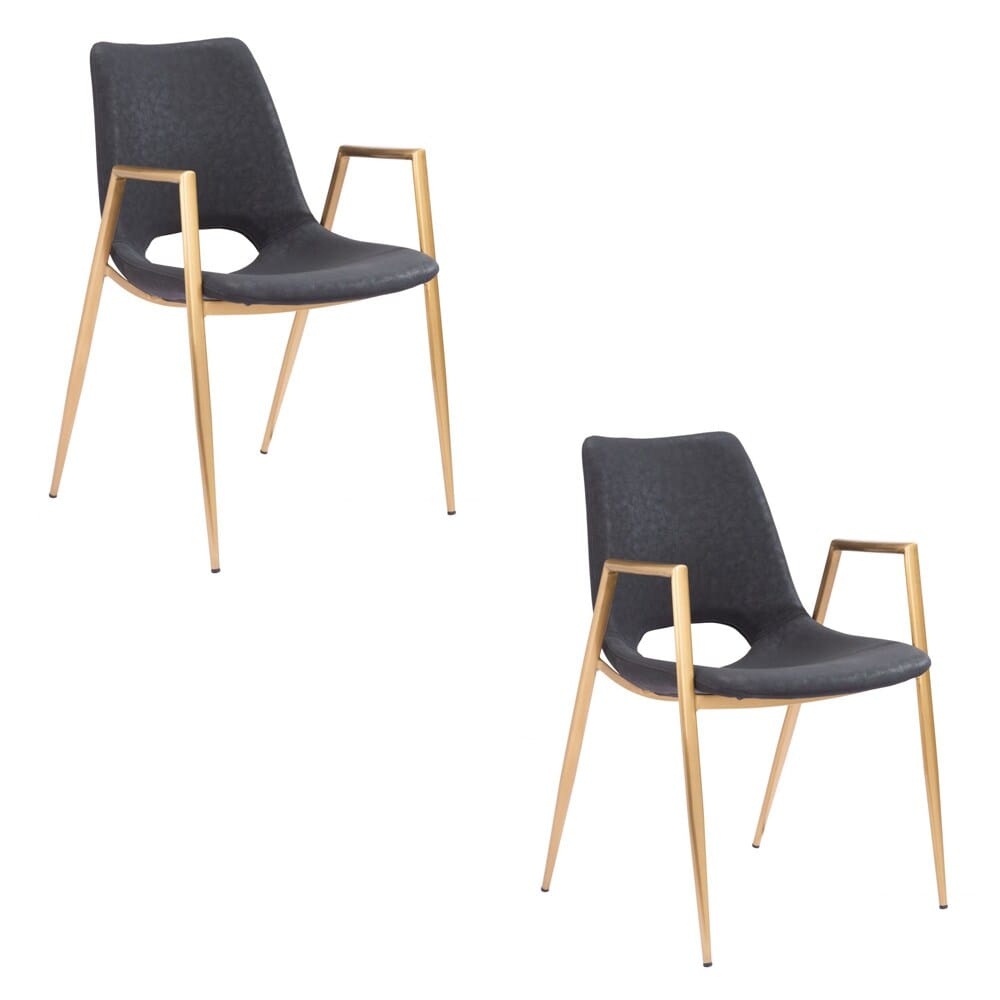 Zuo Modern - Desi Dining Chair (Set of 2) Black & Gold - 109549 veiw 1