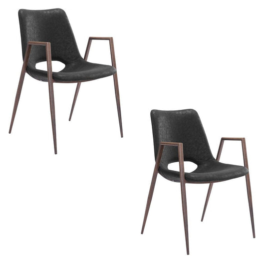 Zuo Modern - Desi Dining Chair (Set of 2) Black & Walnut - 101694 veiw 1