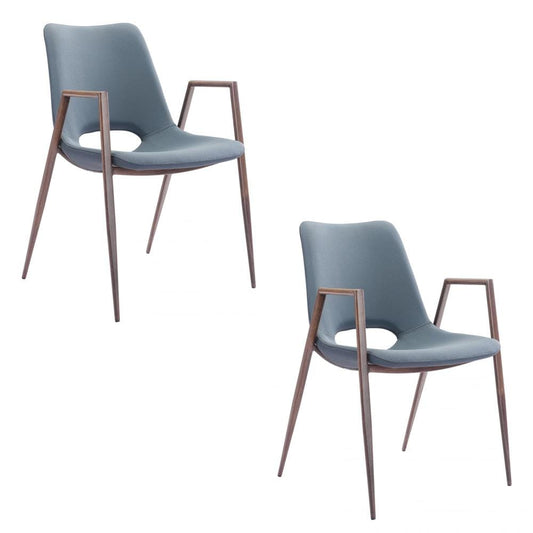 Zuo Modern - Desi Dining Chair (Set of 2) Blue & Walnut - 101695 veiw 1