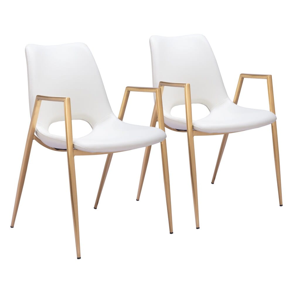 Zuo Modern - Desi Dining Chair (Set of 2) White & Gold - 109550 veiw 1