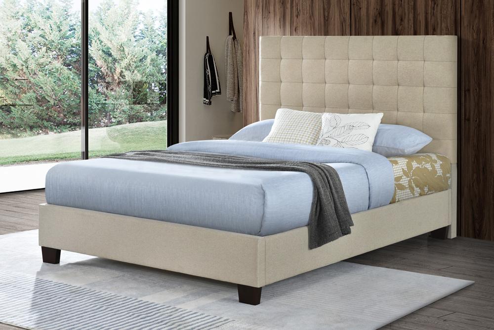 Fashion Bed Group - Vera King Upholstered Platform Bed & Elise King Headboard - Beige veiw 1
