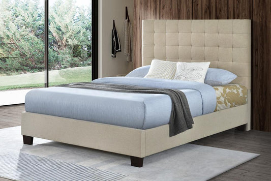 Fashion Bed Group - Vera Queen Upholstered Platform Bed & Elise Full / Queen Headboard - Beige veiw 1