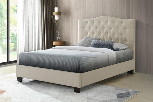 Fashion Bed Group - Vera Queen Upholstered Platform Bed & Maya Full / Queen Headboard - Beige veiw 1