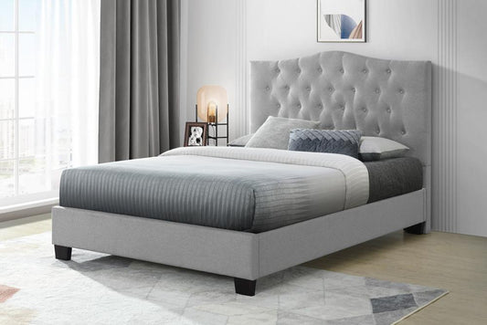Fashion Bed Group - Vera Queen Upholstered Platform Bed & Maya Full / Queen Headboard - Gray veiw 1