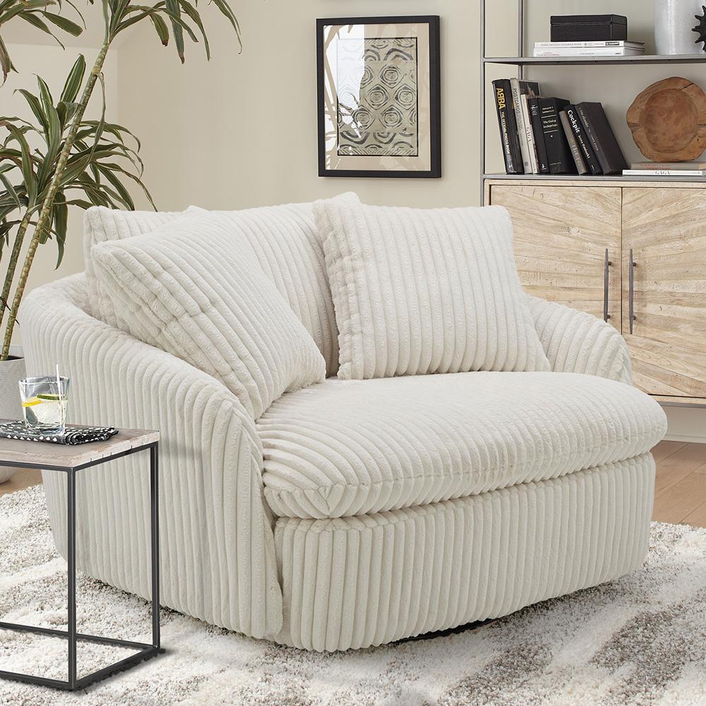 Parker Living - Boomer - Mega Ivory Large Swivel Chair with 2 Toss Pillows (Set of 2) - SBMR#912S-2-MGIV veiw 7