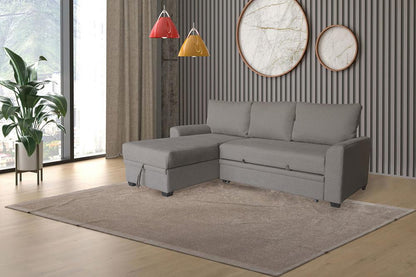 Lilola Home - Namir 90.5inW Brown Flannel Fabric Sleeper Sectional with Left-Facing Storage Chaise in Brown - 81550 veiw 3