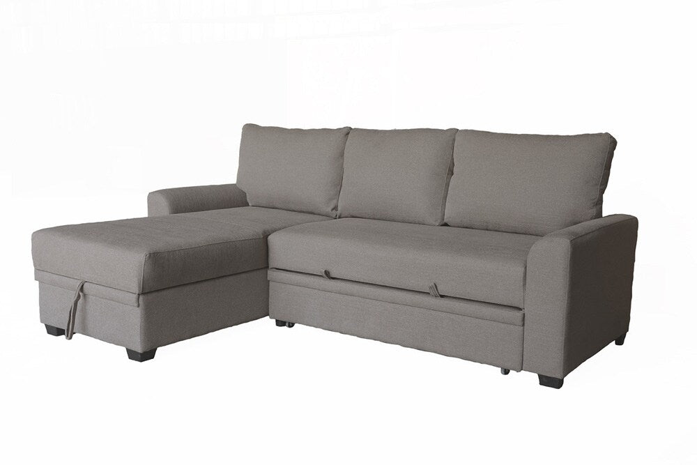 Lilola Home - Namir 90.5inW Brown Flannel Fabric Sleeper Sectional with Left-Facing Storage Chaise in Brown - 81550 veiw 4