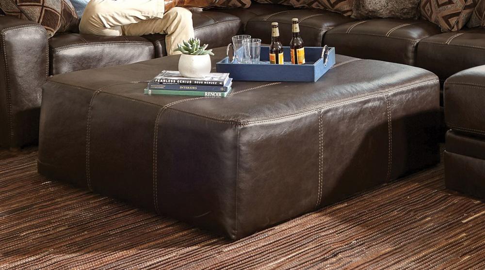 Jackson Furniture - Denali Top Grain Leather Cocktail Ottoman in Chocolate - 4378-28/1283-09/3083-09 veiw 4