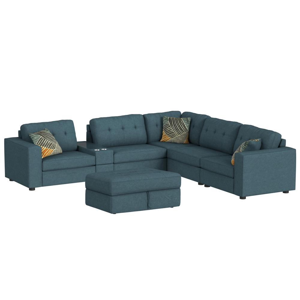 Picket House Furnishings - Harleigh 7PC Living Room Set in Palmer Plus Teal - U-15020-11407-7PC veiw 1