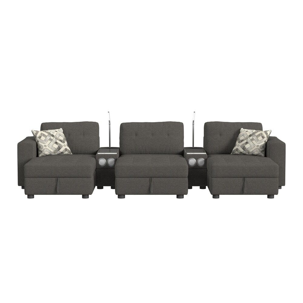 Picket House Furnishings - Harleigh 8PC Living Room Set in Palmer Plus Ash with Media Console - U-15020-11403-8PC veiw 2