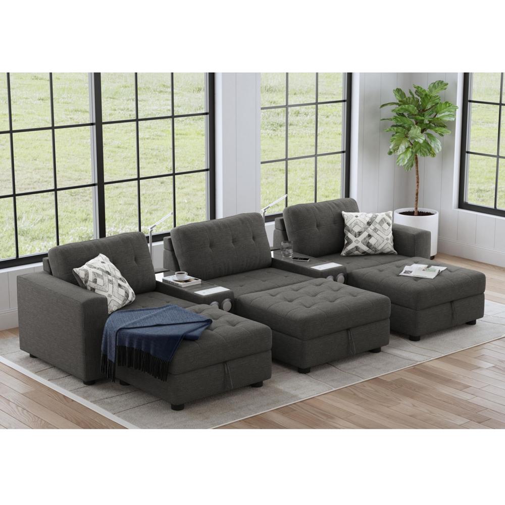 Picket House Furnishings - Harleigh 8PC Living Room Set in Palmer Plus Ash with Media Console - U-15020-11403-8PC veiw 3