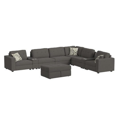Picket House Furnishings - Harleigh 9PC Living Room Set in Palmer Plus Ash - U-15020-11403-9PC veiw 1