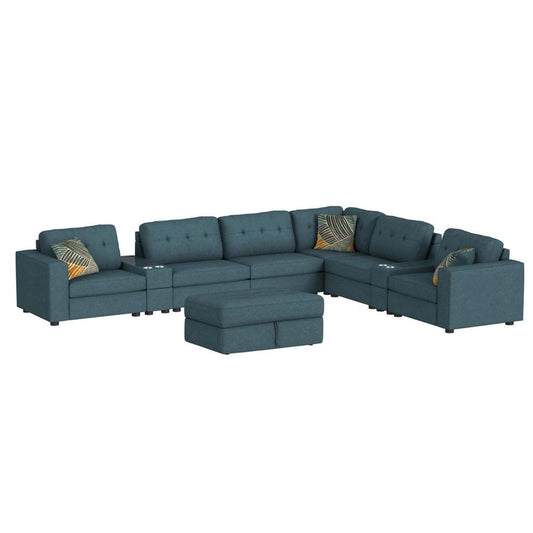 Picket House Furnishings - Harleigh 9PC Living Room Set in Palmer Plus Teal - U-15020-11407-9PC veiw 1