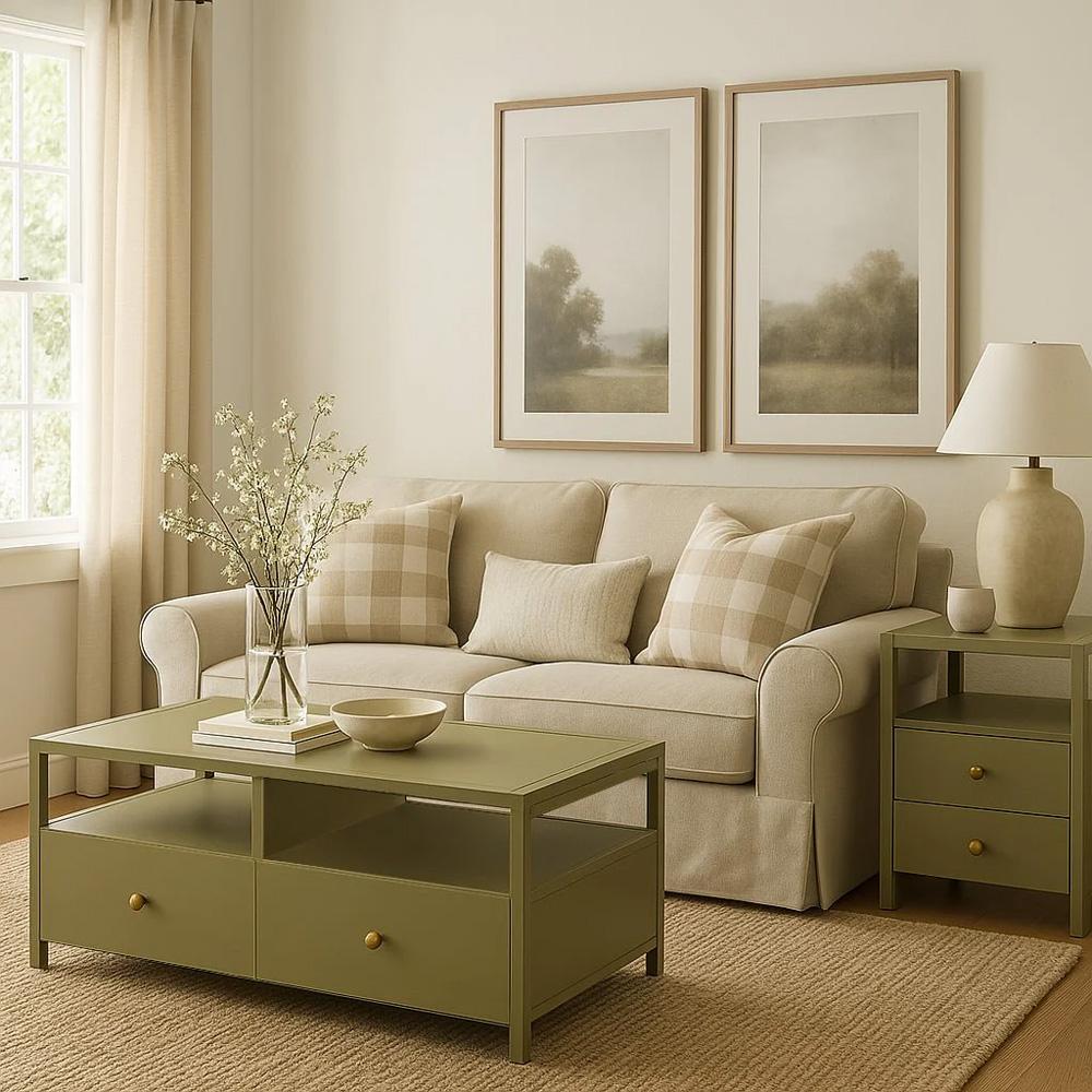 Alpine Furniture - Avery End Table, Olive Green - 2478GRN-62 veiw 7