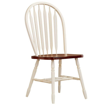 Sunset Trading - Andrews 7 Piece 56-72in Rectangular Extendable Dining Set with Windsor Arrowback Chairs  - Distressed Antique White with Chestnut Bro veiw 5