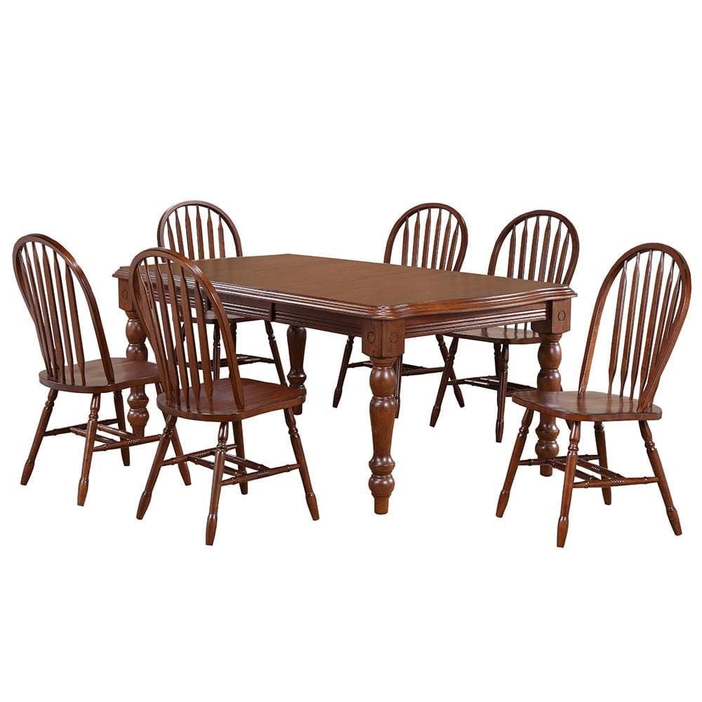 Sunset Trading - Andrews 7 Piece 56-72in Rectangular Extendable Dining Set with Windsor Arrowback Chairs  - Distressed Chestnut Brown - DLU-ADW4272-82 veiw 1