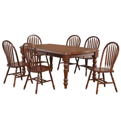 Sunset Trading - Andrews 7 Piece 56-72in Rectangular Extendable Dining Set with Windsor Arrowback Chairs  - Distressed Chestnut Brown - DLU-ADW4272-82 veiw 1