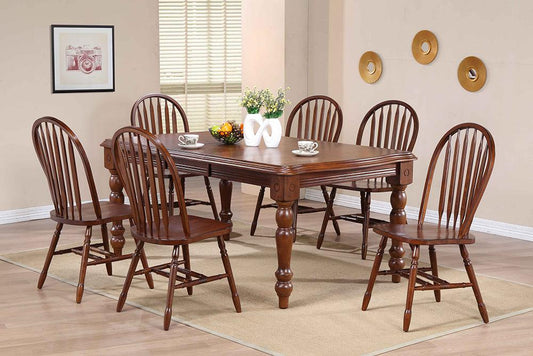 Sunset Trading - Andrews 7 Piece 56-72in Rectangular Extendable Dining Set with Windsor Arrowback Chairs  - Distressed Chestnut Brown - DLU-ADW4272-82 veiw 2