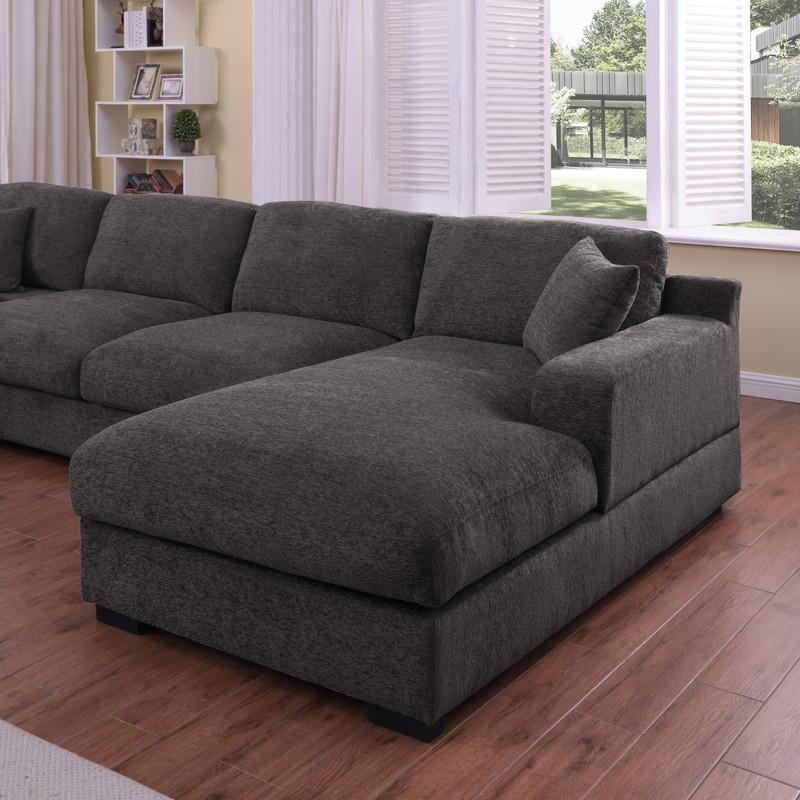 Lilola Home - Celine 128inW Gray Chenille Fabric Corner Sectional Sofa with Right-Facing Chaise, Cupholders, and Charging Ports - 89296-1 veiw 7