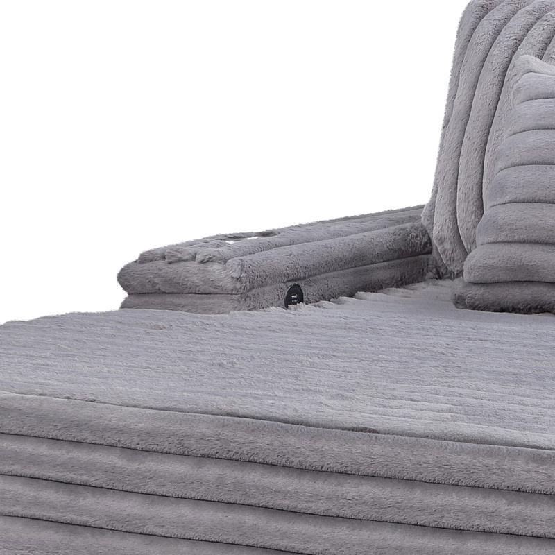 Lilola Home - Symphony 67inW Gray Corduroy Oversized Sofa Chaise Lounge Chair with Cupholders and USB Charging Port - 81562 veiw 3