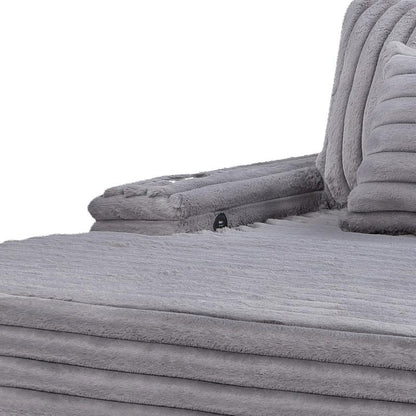 Lilola Home - Symphony 67inW Gray Corduroy Oversized Sofa Chaise Lounge Chair with Cupholders and USB Charging Port - 81562 veiw 3