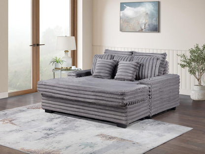 Lilola Home - Symphony 67inW Gray Corduroy Oversized Sofa Chaise Lounge Chair with Cupholders and USB Charging Port - 81562 veiw 4