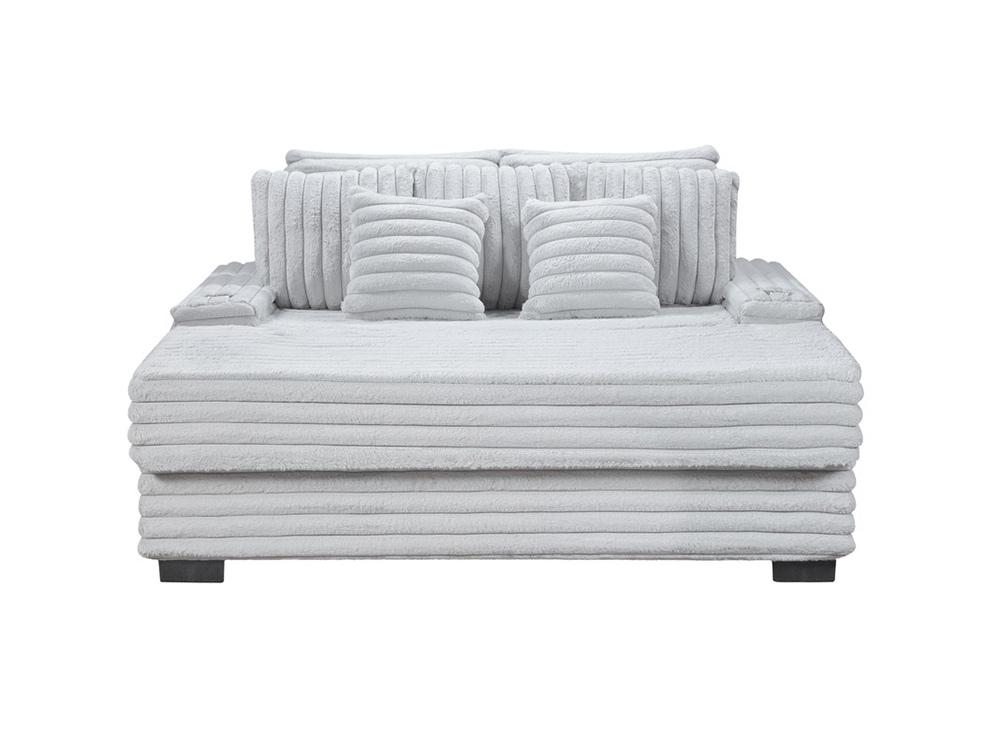 Lilola Home - Symphony 67inW Light Gray Corduroy Oversized Sofa Chaise Lounge Chair with Cupholders and USB Charging Port - 81563 veiw 1