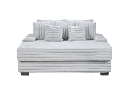 Lilola Home - Symphony 67inW Light Gray Corduroy Oversized Sofa Chaise Lounge Chair with Cupholders and USB Charging Port - 81563 veiw 1