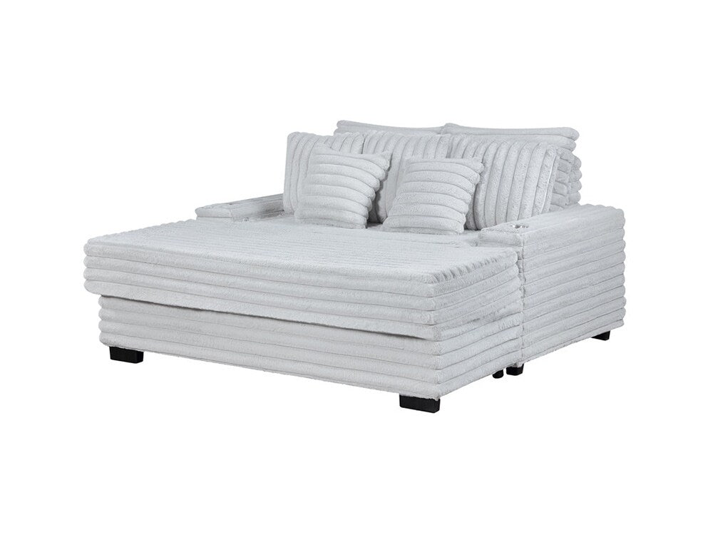 Lilola Home - Symphony 67inW Light Gray Corduroy Oversized Sofa Chaise Lounge Chair with Cupholders and USB Charging Port - 81563 veiw 2