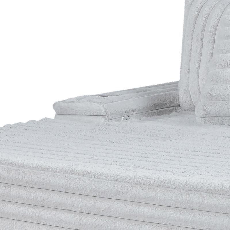 Lilola Home - Symphony 67inW Light Gray Corduroy Oversized Sofa Chaise Lounge Chair with Cupholders and USB Charging Port - 81563 veiw 3