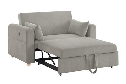 Lilola Home - Marielle 55inW Gray Corduroy Convertible Sleeper Loveseat with USB Ports, Magazine Pockets, and Pillows - 89339 veiw 1