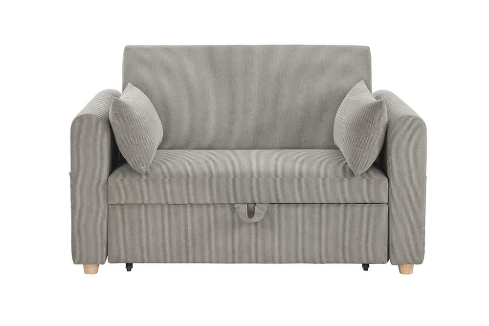 Lilola Home - Marielle 55inW Gray Corduroy Convertible Sleeper Loveseat with USB Ports, Magazine Pockets, and Pillows - 89339 veiw 7