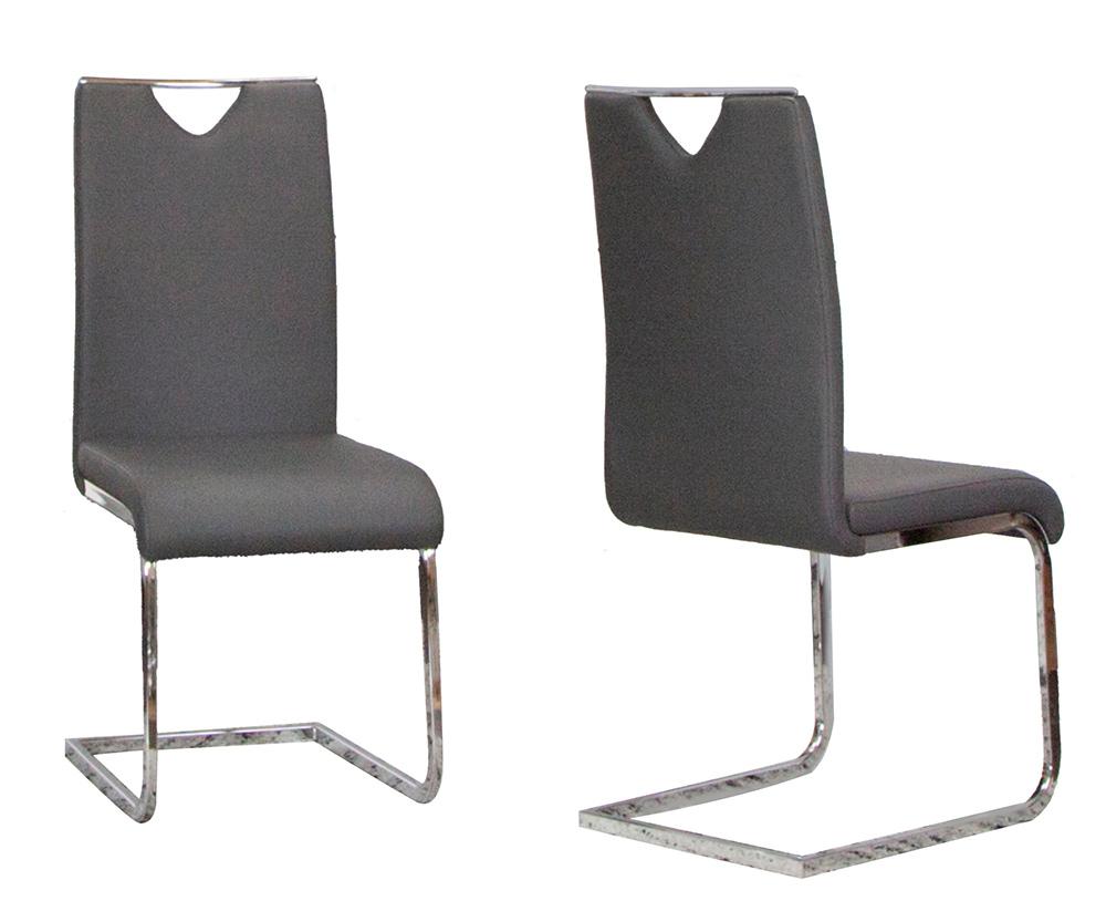Sunset Trading - Doral Faux Leather Upholstered Dining Chairs (Set of 2) - Charcoal Grey/Silver Chrome Legs - CR-ND103-01-2 veiw 1