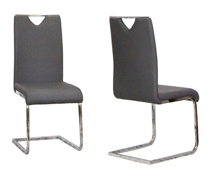 Sunset Trading - Doral Faux Leather Upholstered Dining Chairs (Set of 2) - Charcoal Grey/Silver Chrome Legs - CR-ND103-01-2 veiw 1