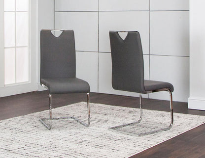 Sunset Trading - Doral Faux Leather Upholstered Dining Chairs (Set of 2) - Charcoal Grey/Silver Chrome Legs - CR-ND103-01-2 veiw 2