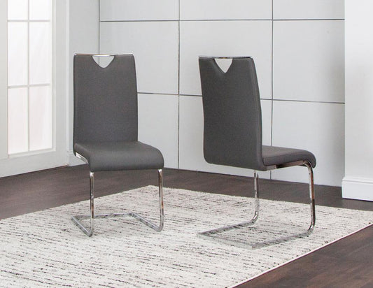 Sunset Trading - Doral Faux Leather Upholstered Dining Chairs (Set of 2) - Charcoal Grey/Silver Chrome Legs - CR-ND103-01-2 veiw 2