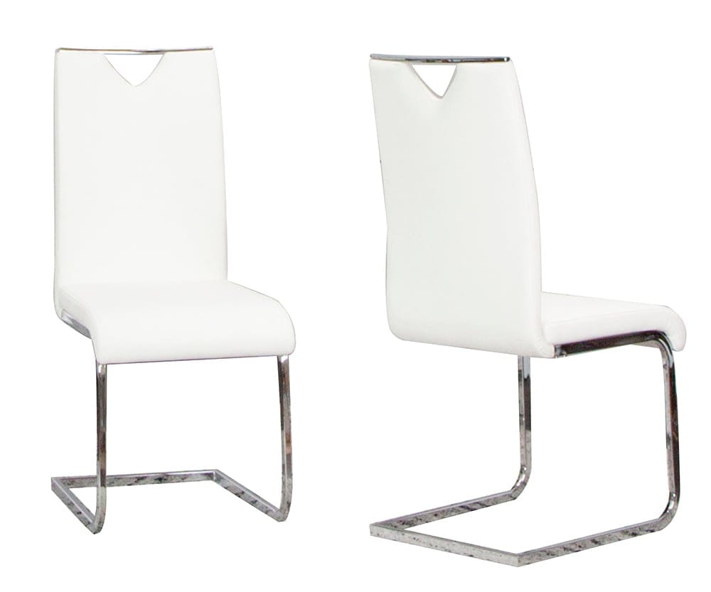 Sunset Trading - Doral Faux Leather Upholstered Dining Chairs (Set of 2) - White/Silver Chrome Legs - CR-ND103-03-2 veiw 1