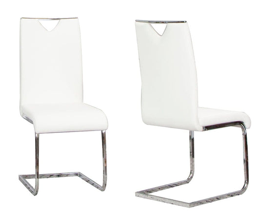 Sunset Trading - Doral Faux Leather Upholstered Dining Chairs (Set of 2) - White/Silver Chrome Legs - CR-ND103-03-2 veiw 1