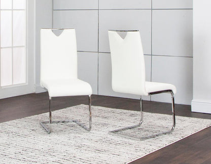 Sunset Trading - Doral Faux Leather Upholstered Dining Chairs (Set of 2) - White/Silver Chrome Legs - CR-ND103-03-2 veiw 2
