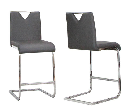 Sunset Trading - Doral 24in Faux Leather Upholstered Barstools (Set of 2) - Charcoal Grey/Silver Chrome Legs - CR-ND103-24-2 veiw 1