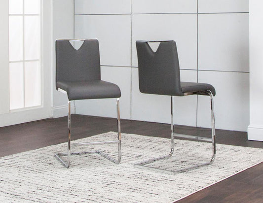 Sunset Trading - Doral 24in Faux Leather Upholstered Barstools (Set of 2) - Charcoal Grey/Silver Chrome Legs - CR-ND103-24-2 veiw 2