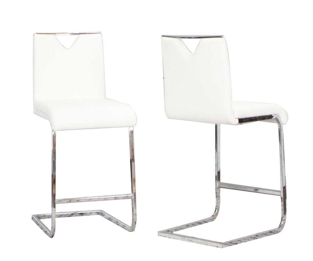 Sunset Trading - Doral 24in Faux Leather Upholstered Barstools (Set of 2) - White/ Silver Chrome Legs - CR-ND103-25-2 veiw 1