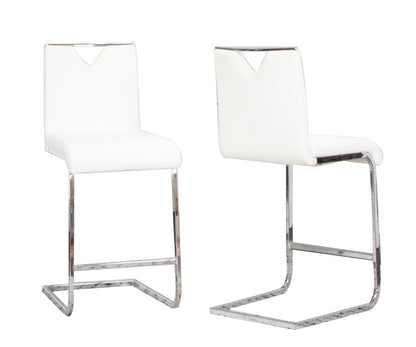 Sunset Trading - Doral 24in Faux Leather Upholstered Barstools (Set of 2) - White/ Silver Chrome Legs - CR-ND103-25-2 veiw 1