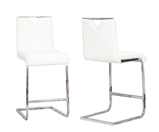 Sunset Trading - Doral 24in Faux Leather Upholstered Barstools (Set of 2) - White/ Silver Chrome Legs - CR-ND103-25-2 veiw 1