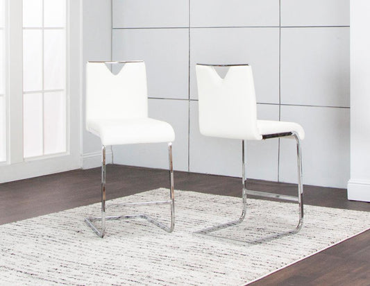 Sunset Trading - Doral 24in Faux Leather Upholstered Barstools (Set of 2) - White/ Silver Chrome Legs - CR-ND103-25-2 veiw 2