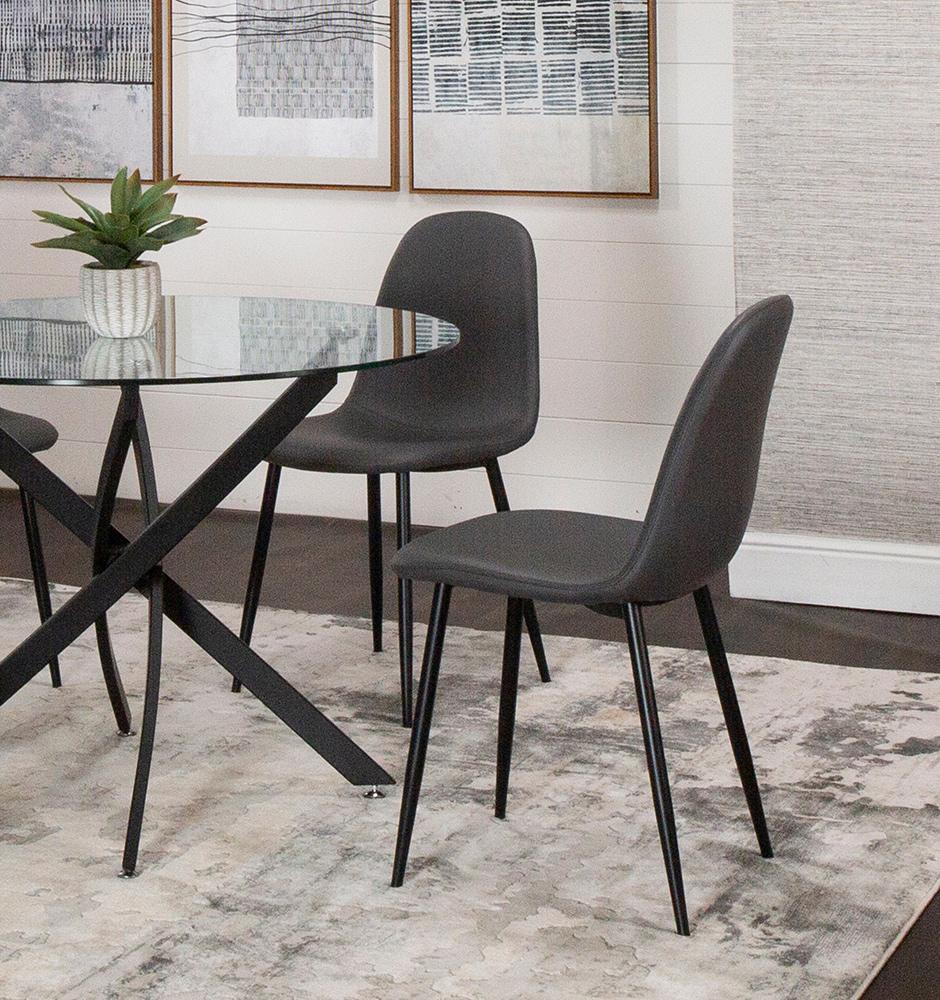 Sunset Trading - Leda Dining Chairs (Set of 2) - Charcoal Grey/Matte Black Legs - CR-K5338-01-2 veiw 4