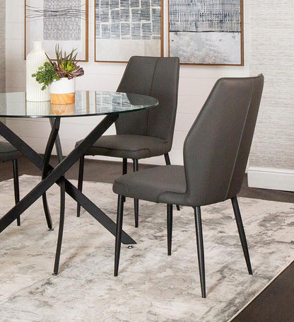 Sunset Trading - Mara Faux Leather Dining Chairs (Set of 2) - Charcoal Grey/Matte Black Legs - CR-G5458-01-2 veiw 4